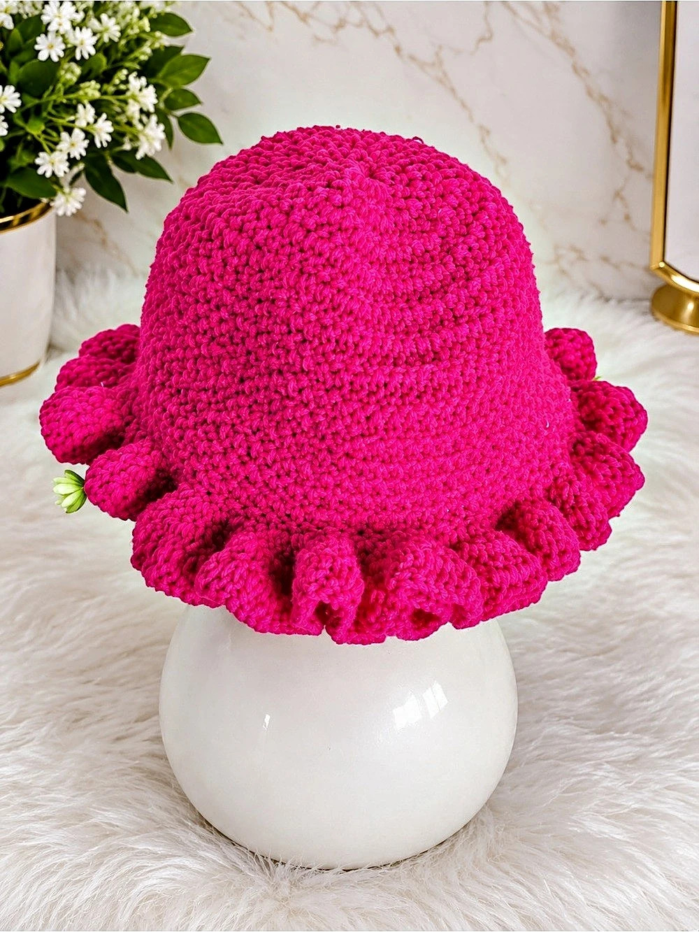 Pink Ruffle Hat Like New